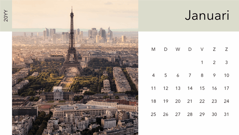 Fotokalender met stadsgezichten