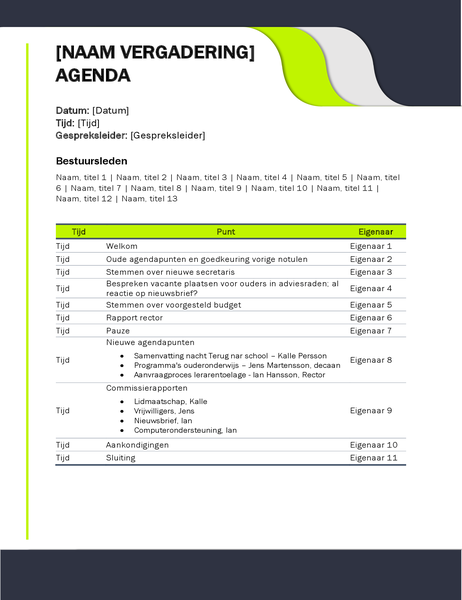 Agenda voor conferentie