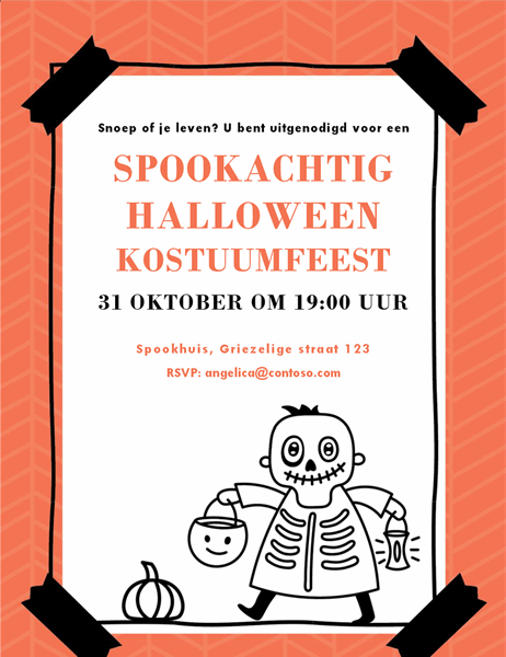 Halloween-uitnodiging met skelet