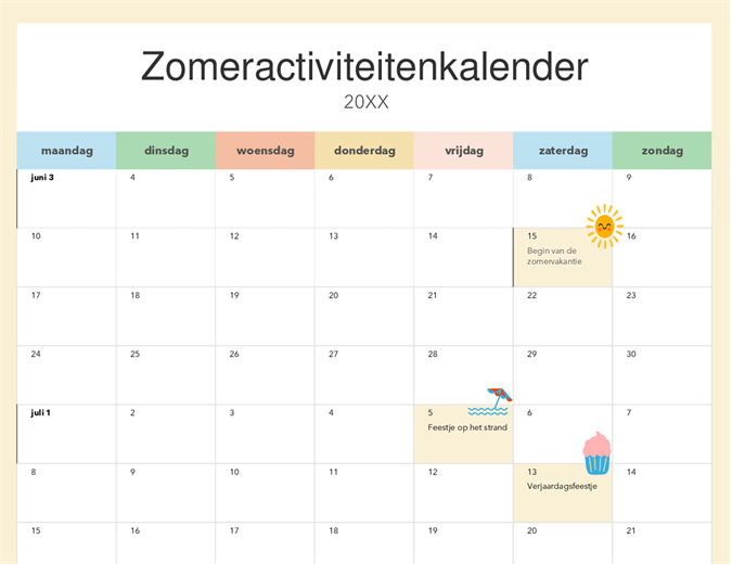 Zomerkalender Zomerkalender