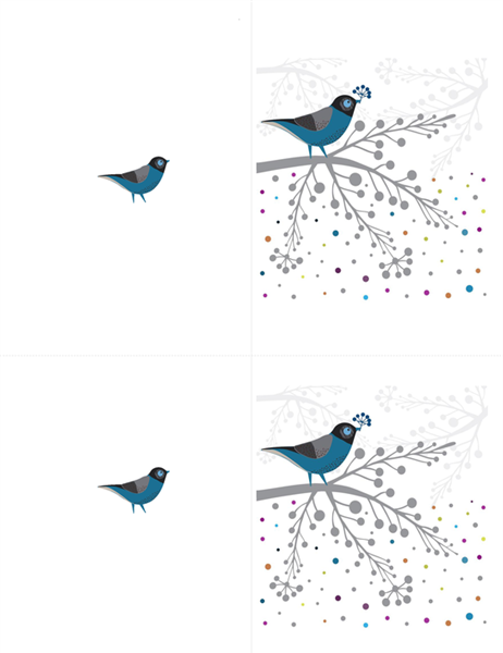 Notitiekaart met vogels en bessen Notitiekaart met vogels en bessen