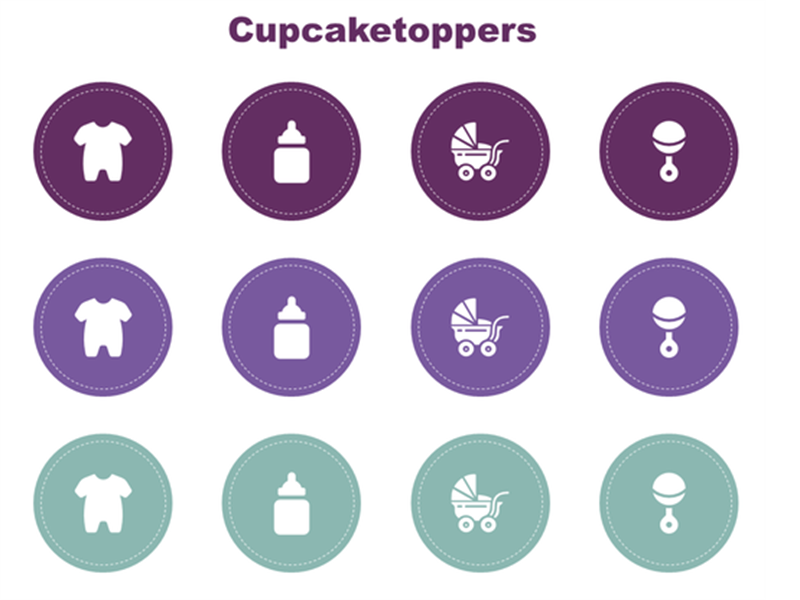 Cupcaketoppers voor babyshower Cupcaketoppers voor babyshower