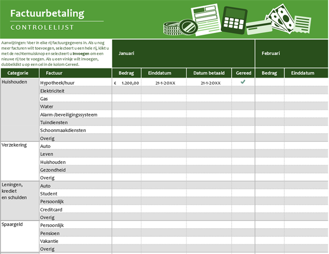 Controlelijst voor factuurbetalingen Controlelijst voor factuurbetalingen