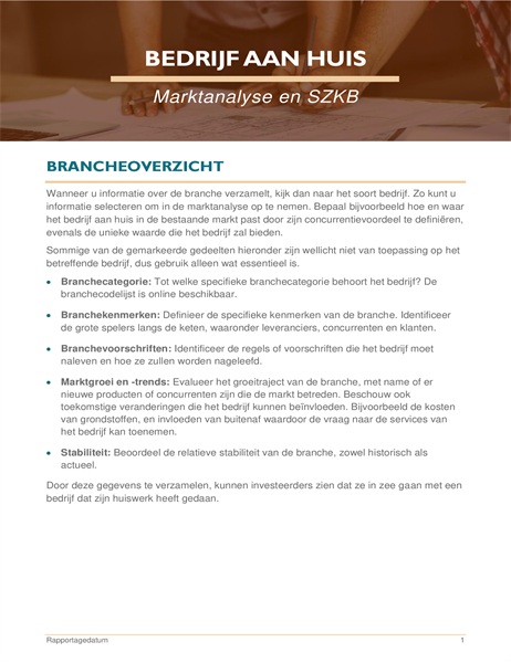 Bedrijf aan huis marktanalyse en SWOT Bedrijf aan huis marktanalyse en SWOT