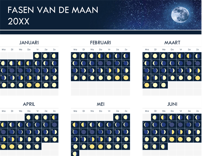 Fasen van de maankalender Fasen van de maankalender