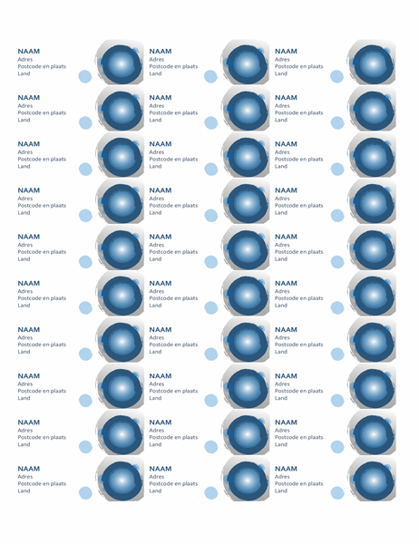 Etiketten met blauwe bollen (30 per pagina)