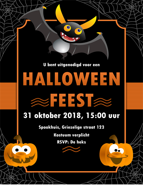 Halloween-uitnodiging met vleermuis Halloween-uitnodiging met vleermuis