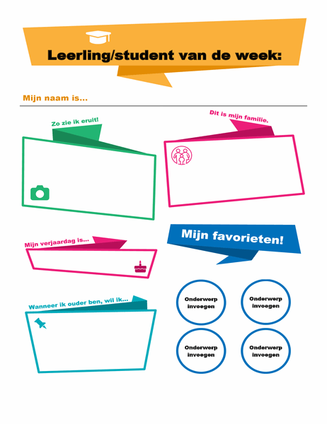 Poster van de leerling/student van de week