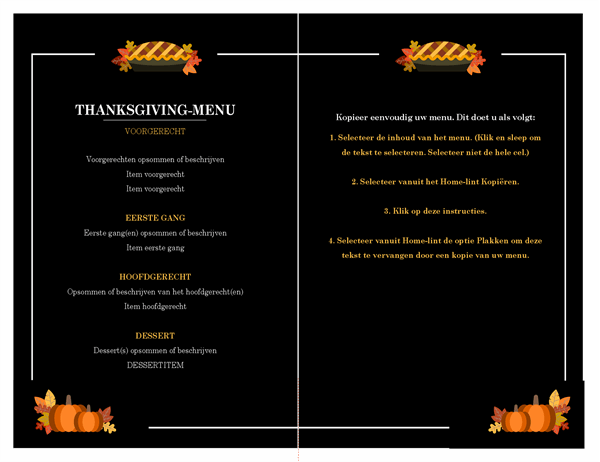 Traditioneel Thanksgiving-menu
