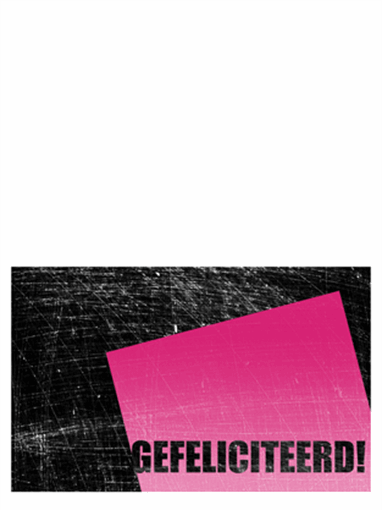 Verjaardagskaart, bekraste achtergrond (roze, zwart, in tweeën gevouwen)