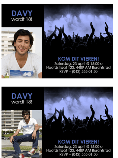 Uitnodiging voor feest (blauw op zwart) Uitnodiging voor feest (blauw op zwart)