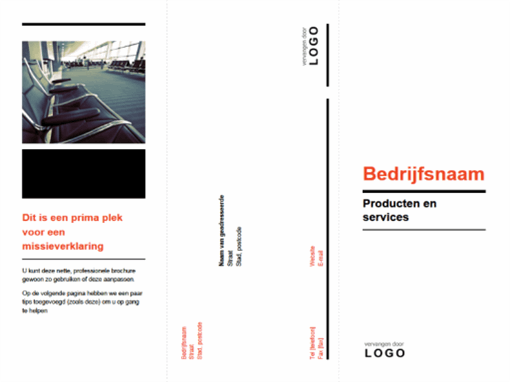 In drieën gevouwen zakelijke brochure (zwart, rood ontwerp)
