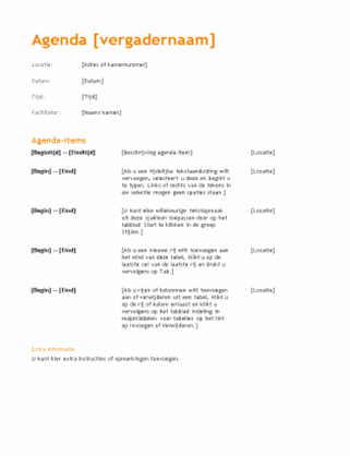 Agenda van zakelijke vergadering (oranje ontwerp)