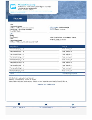 Servicefactuur met Microsoft Invoicing Servicefactuur met Microsoft Invoicing