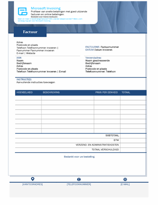 Standaardverkoopfactuur met Microsoft Invoicing Standaardverkoopfactuur met Microsoft Invoicing