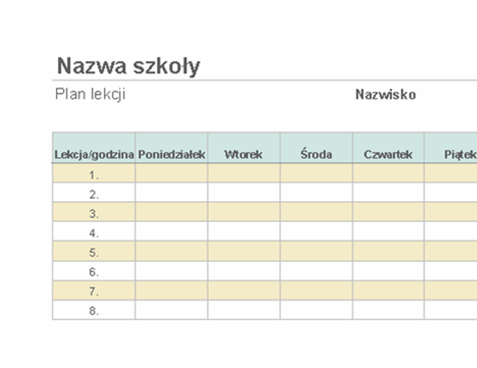 Tygodniowy plan lekcji