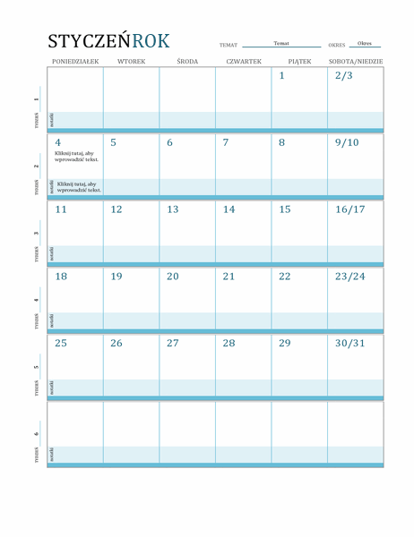 Kalendarz z planem lekcji