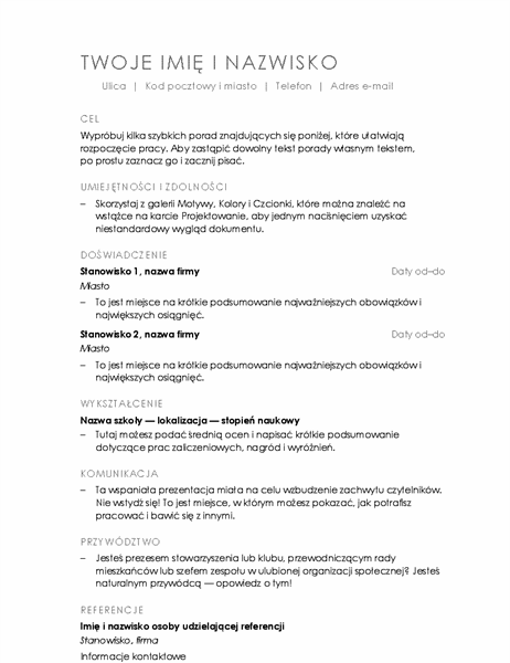 Życiorys (projekt Minimalistyczny) Życiorys (projekt Minimalistyczny)