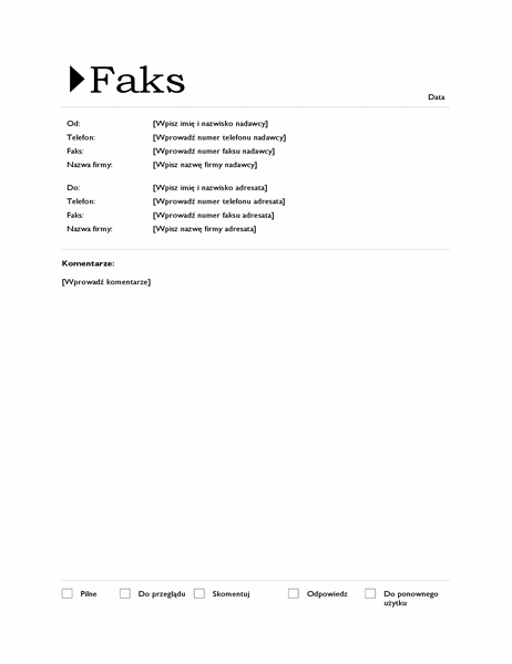 Arkusz strony tytułowej faksu (motyw Źródło)
