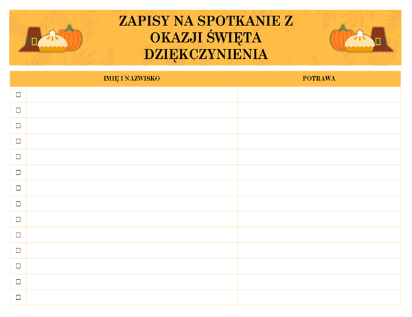 Zapisy na spotkanie z okazji Święta Dziękczynienia Zapisy na spotkanie z okazji Święta Dziękczynienia
