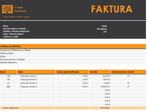 Faktura sprzedaży dla małych firm Faktura sprzedaży dla małych firm