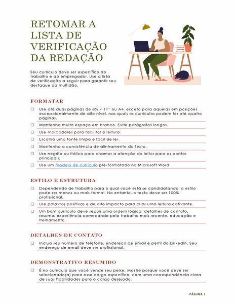 Lista de verificação de ortografia de currículo Lista de verificação de ortografia de currículo