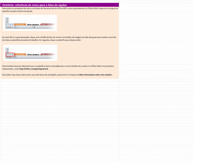 OneNote 2010: pasta de trabalho de referência do menu para a faixa de opções OneNote 2010: pasta de trabalho de referência do menu para a faixa de opções