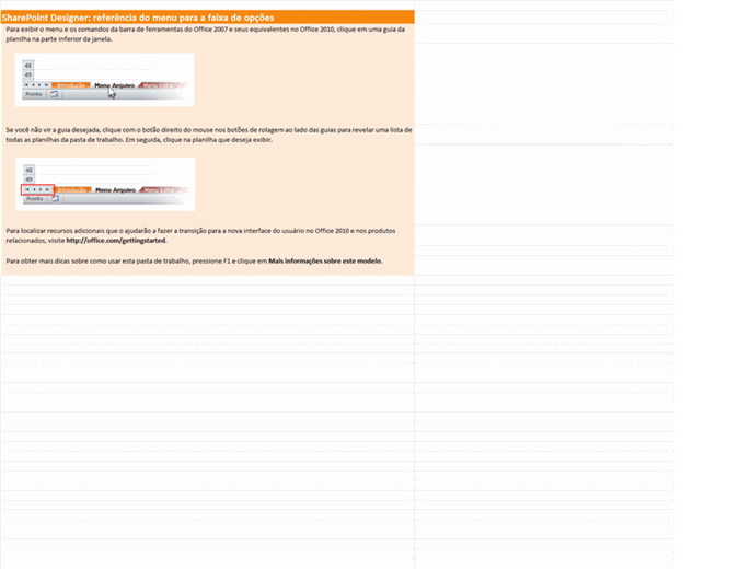 SharePoint Designer 2010: pasta de trabalho de referência do menu para a faixa de opções