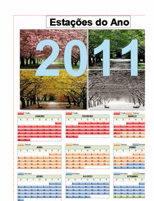 Calendário Estações do Ano