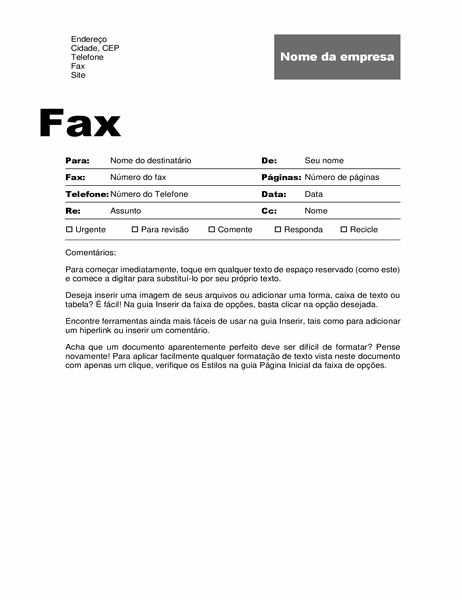 Folha de rosto de fax (design profissional)