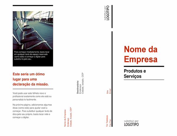 Brochura com três dobras (design vermelho e preto)