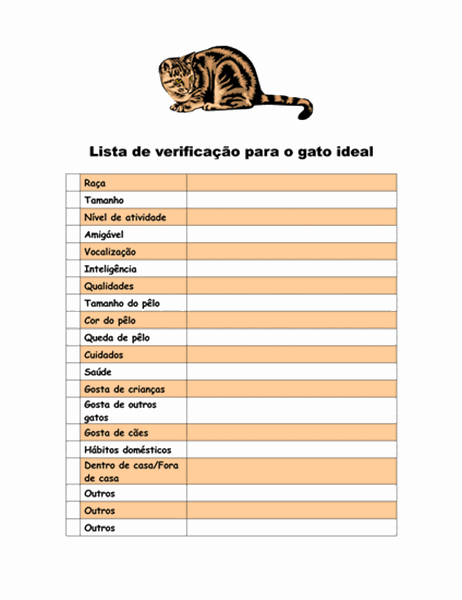 Lista de verificação para escolher o gato ideal