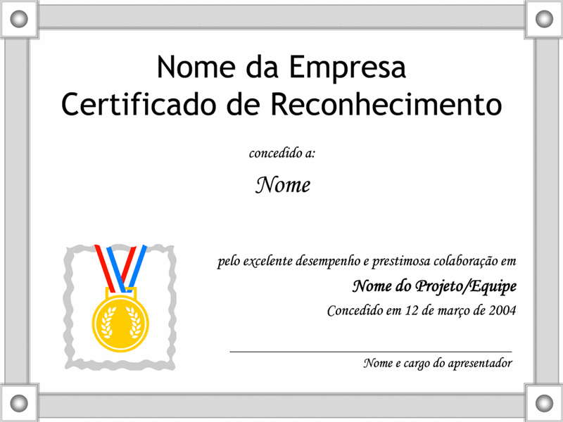Certificado de reconhecimento