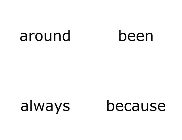 Cartões rápidos de vocabulário (segundas palavras de Dolch; funciona com o Avery 3263, 8387)