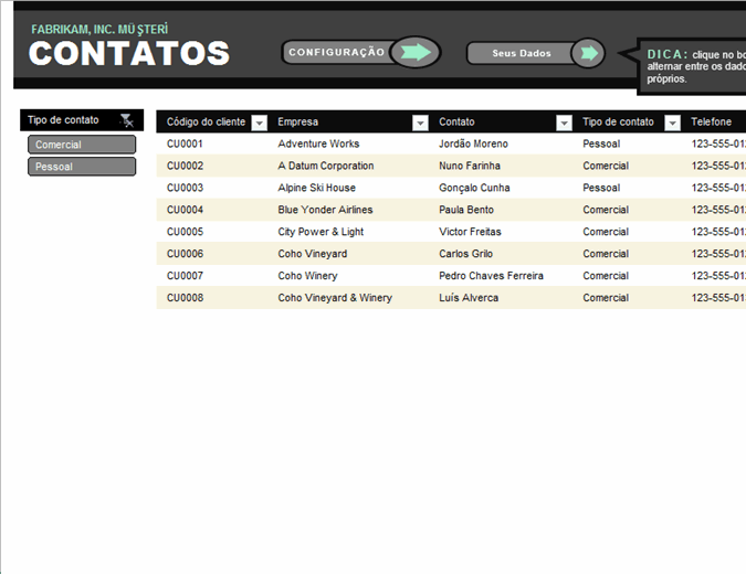 Lista De Contatos De Clientes