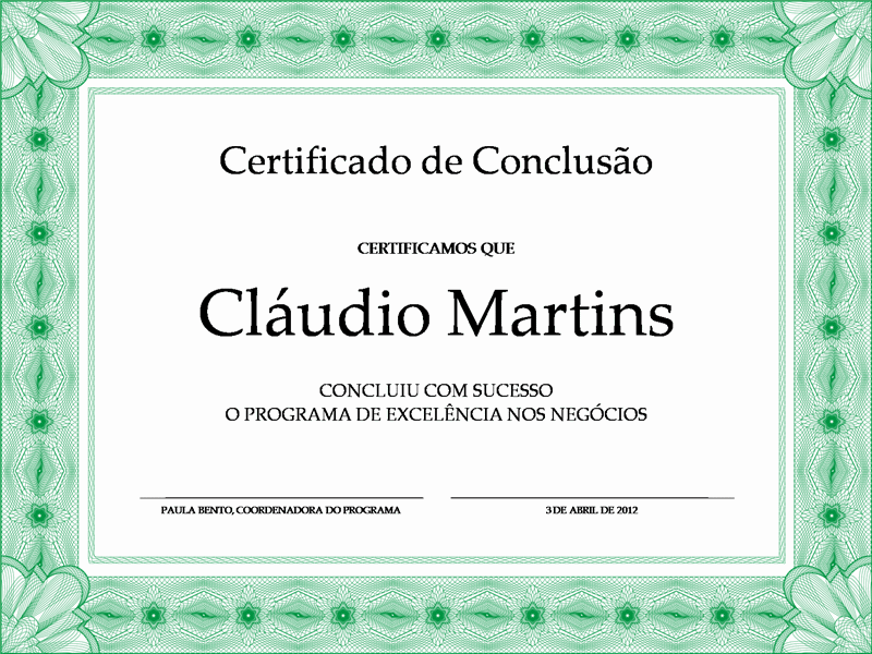 Certificado de conclusão (verde)