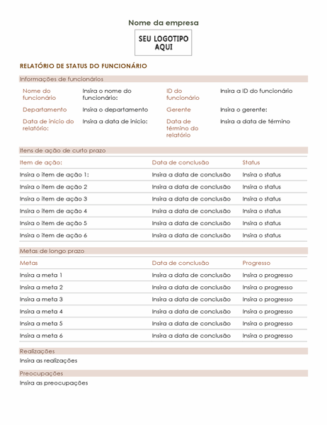 Relatório de status do funcionário Relatório de status do funcionário