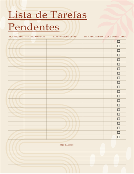 Lista de tarefas pendentes Lista de tarefas pendentes