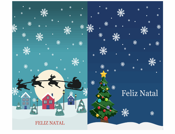 Cartões de felicitações natalinas (design espírito de Natal, 2 por página)