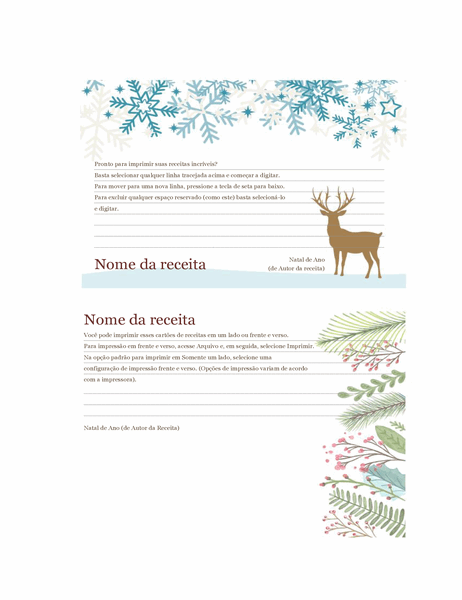 Cartões de receita (design Espírito de Natal, é compatível com o formato Avery 5889, 2 por página)