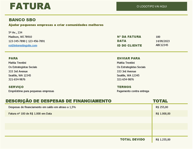 Fatura com juros (simples)