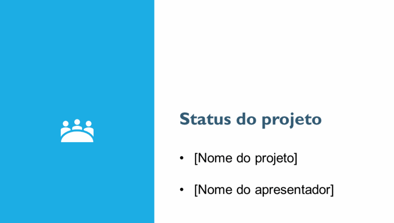 Apresentação do relatório de status do projeto