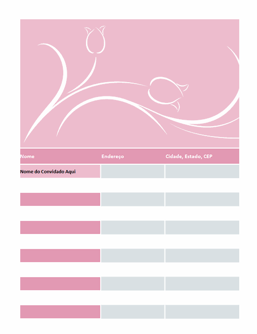Lista de convidados de casamento (design de tulipas) Lista de convidados de casamento (design de tulipas)