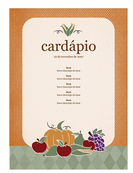 Cardápio (design colheita)