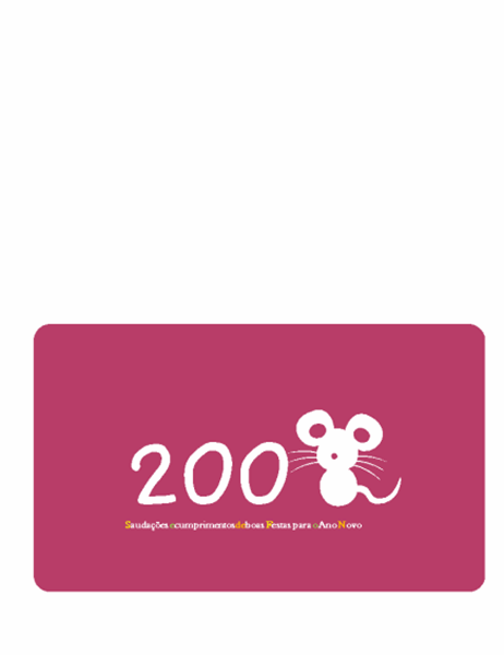 Cartão de Boas Festas (Ano do Rato de 2008, meia-dobra)