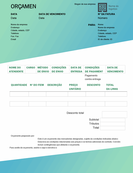 Orçamento de vendas (design Gradiente Verde) Orçamento de vendas (design Gradiente Verde)
