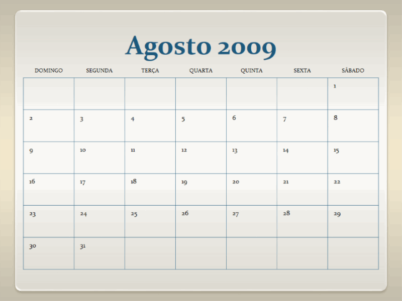 Calendário acadêmico de 2009-2010 (13 páginas, segunda a domingo)