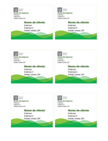 Etiquetas de remessa (design de Onda Verde, seis por página) Etiquetas de remessa (design de Onda Verde, seis por página)