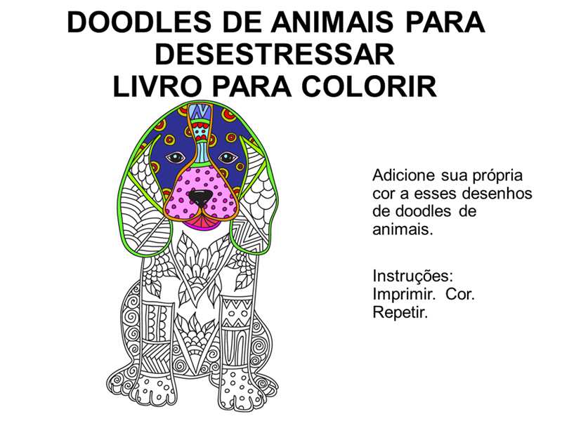 Livro para coloris de esboços de animal para desestressar Livro para coloris de esboços de animal para desestressar