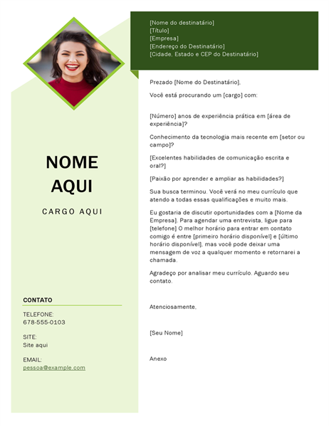 Carta de apresentação com tema cubo verde Carta de apresentação com tema cubo verde